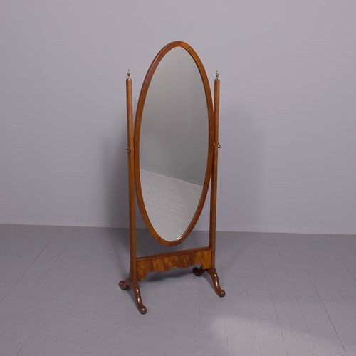 Oval Mahogany Cheval Mirror