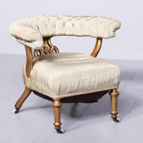 Victorian Gilded And Upholstered Easy Chair