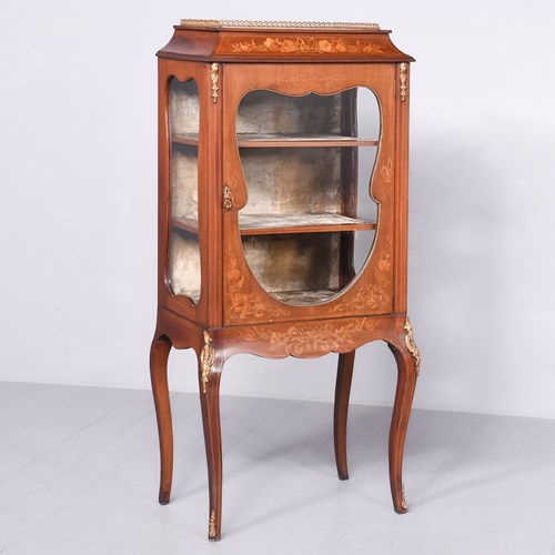 Quality Marquetry Inlaid Mahogany Late Victorian Display Cabinet