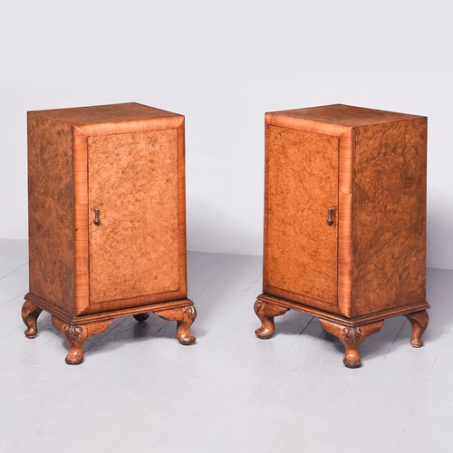 Pair Of Burr Walnut Bedside Cabinets