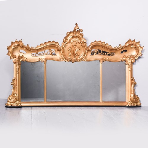 Stylish Mid-Victorian Gilded Overmantel Mirror By Cicero Of Edinburgh