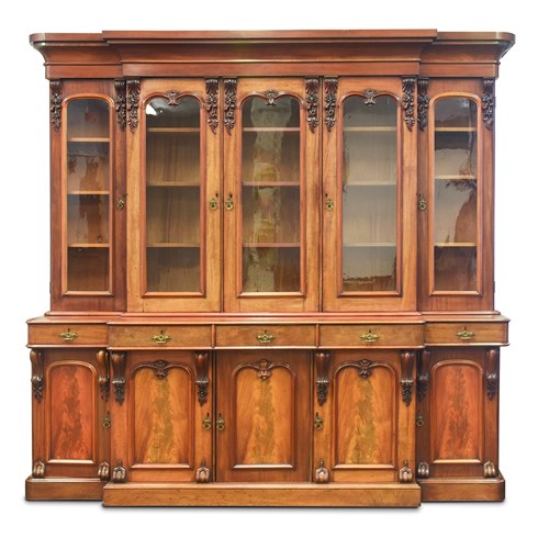 Quality 5-Door Victorian Mahogany Cabinet Bookcase