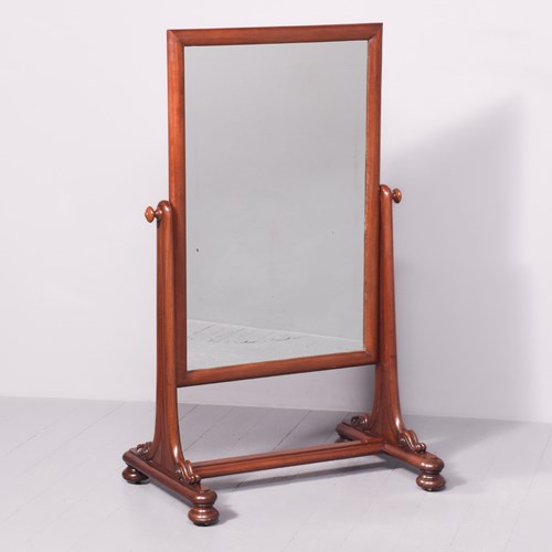 Early Victorian Mahogany Framed Cheval Mirror