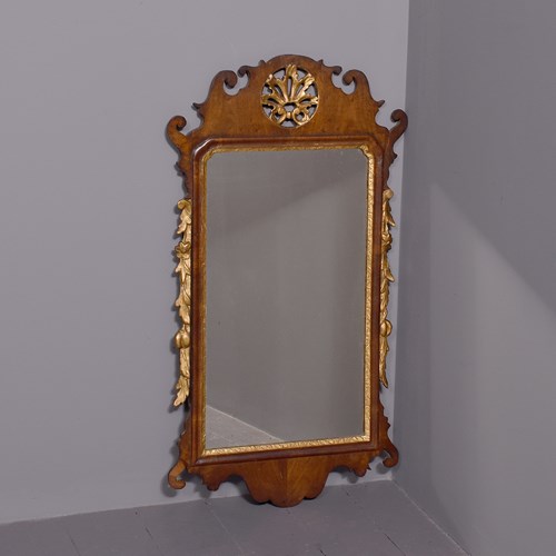 George 3Rd Gilt And Mahogany Chippendale Style Fretted Wall Mirror