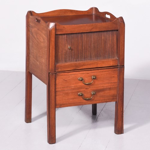 George III Tambour-Front, Tray-Top Bedside Locker