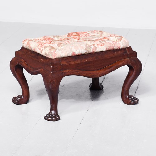 Georgian Style Neat-Sized Carved Mahogany Footstool 