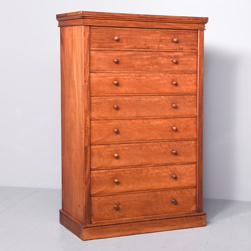 Rare Outsized Victorian Figured Mahogany Wellington Chest