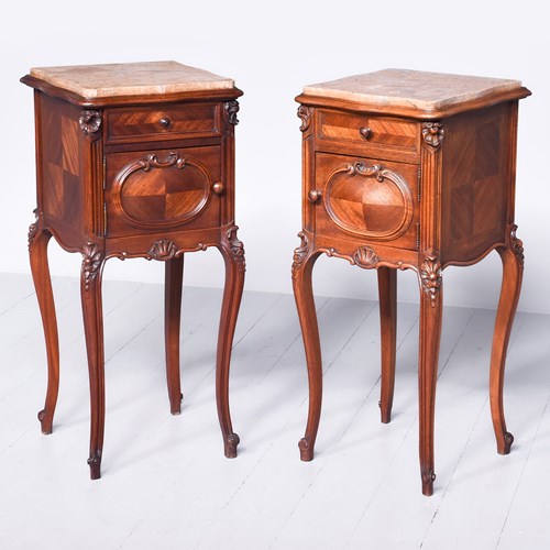 Pair Of Tall Elegant French Bedside Cabinets
