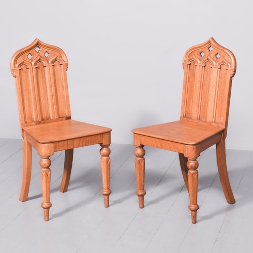 Gothic Oak Hall Chairs