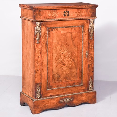 Magnificent Victorian Marquetry Inlaid Burr Walnut Cabinet