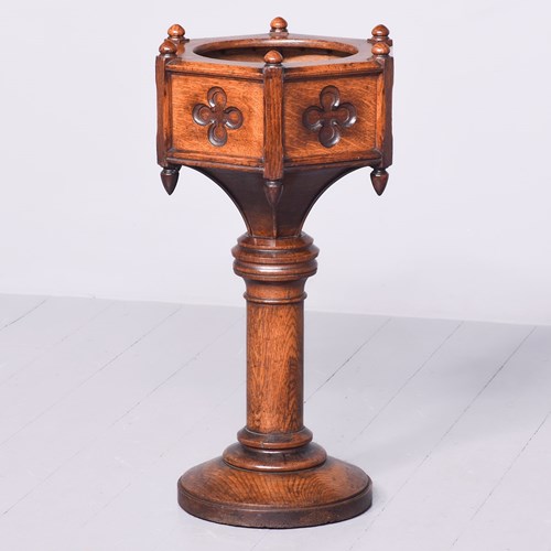 Gothic Oak Jardinière Stand