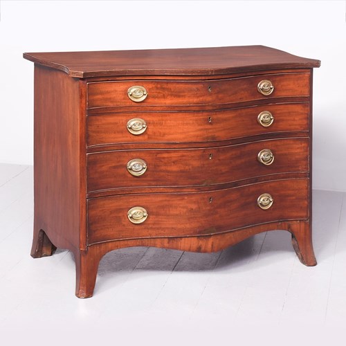 Neat Size George III Mahogany Serpentine-Front Chest Of Drawers 