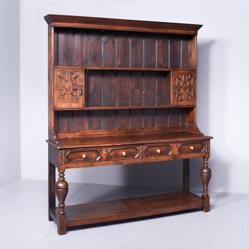 Jacobean-Style 19Th Century Oak Two-Part Welsh Dresser