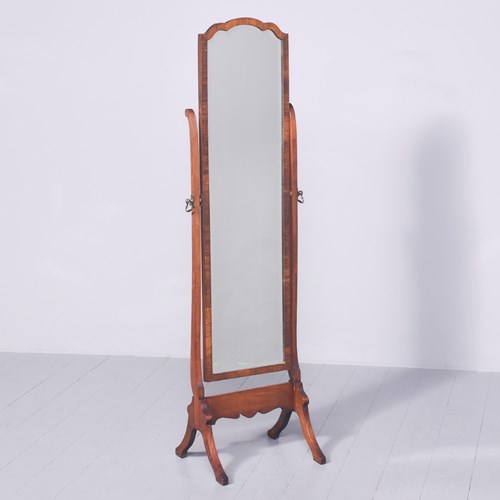 Neat Sized Mahogany Framed Bevel-Edged Cheval Mirror