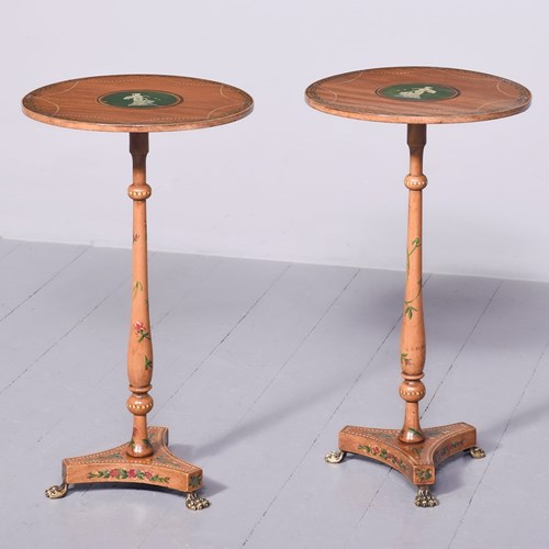 19Th Century Adam-Style Satinwood And Satin Birch Occasional Or Wine Tables