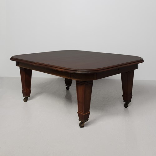 Massive Victorian Mahogany Dining Table With 5 Original Leaves.