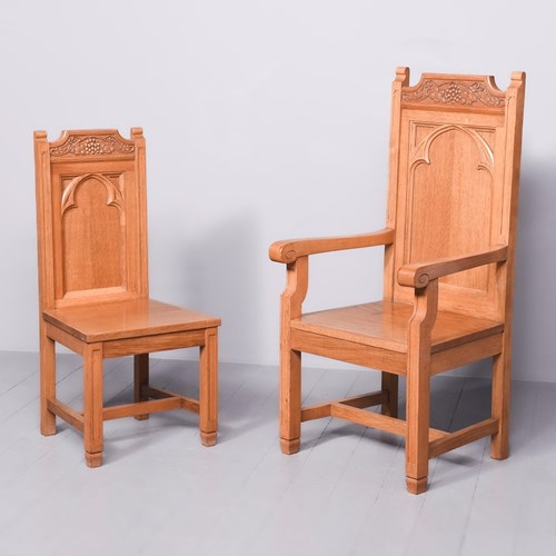 Pair Of Oak Ecclesiastical Chairs