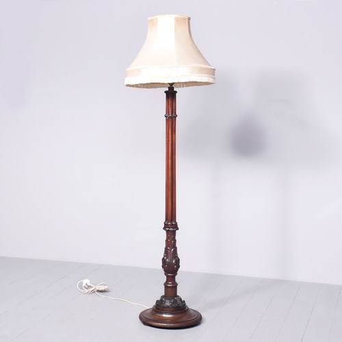 Quality Carved-Mahogany Country House Standard Lamp