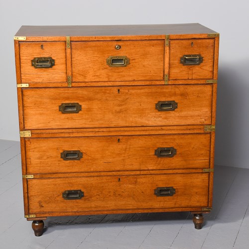 Two-Part Teak Military Chest Of Drawers