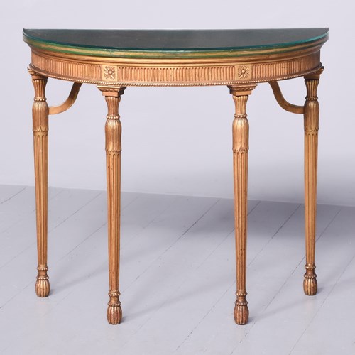 Adam Style Chinoiserie Demi-Lune Table