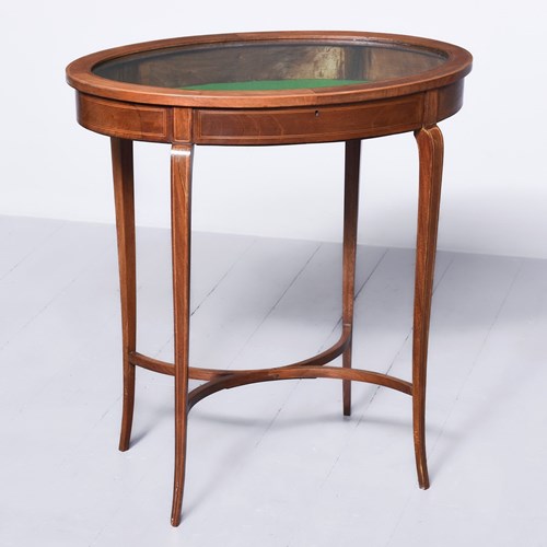 Inlaid Mahogany Sheraton-Style Oval Bijouterie Table 