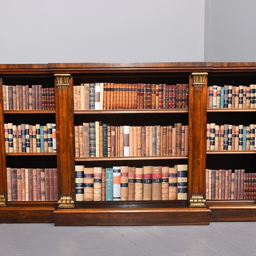 Rare Breakfront Regency Rosewood Open Bookcase 