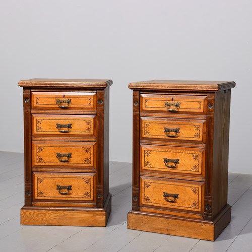 Pair Of Late 19Th-Century Arts And Crafts Ash Chests Of Drawers/Bedside Lockers