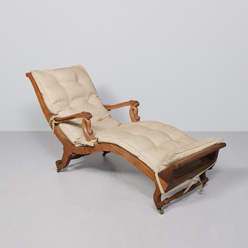 Satinwood, Bergere And Upholstered Recliner