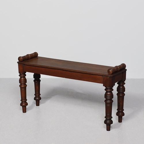 Rare William 4Th Mahogany Hall Bench With Scrolled Ends.