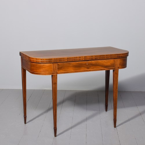 George III Scottish Mahogany Inlaid Foldover Tea Table