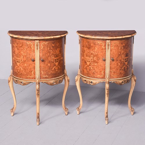 Pair Of Demi-Lune Side Tables/Cabinets