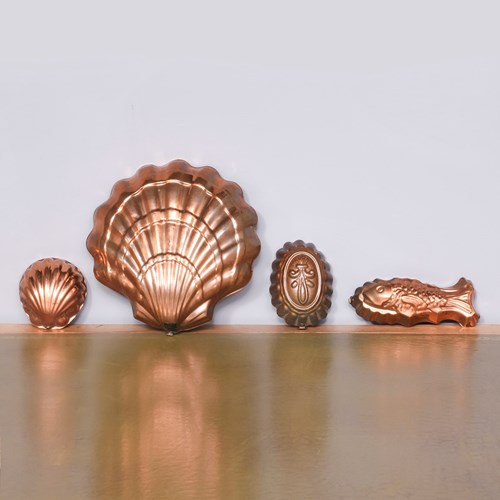 4 Copper Jelly Moulds