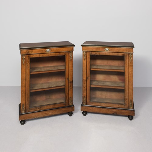 Pair Of Quality Victorian Burr Walnut Side Cabinets