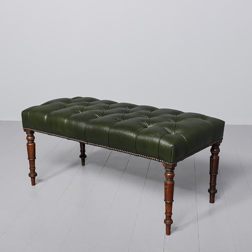 Leather Upholstered Mahogany Framed Regency Long Bench/Stool