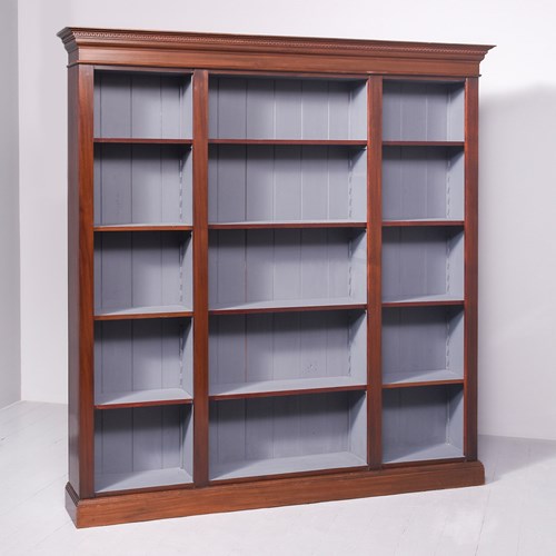 Late 19Th Century Georgian-Style Tall Mahogany Open Bookcase