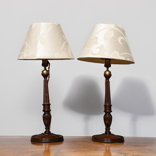 Pair Of Georgian Style Mahogany Lamps 