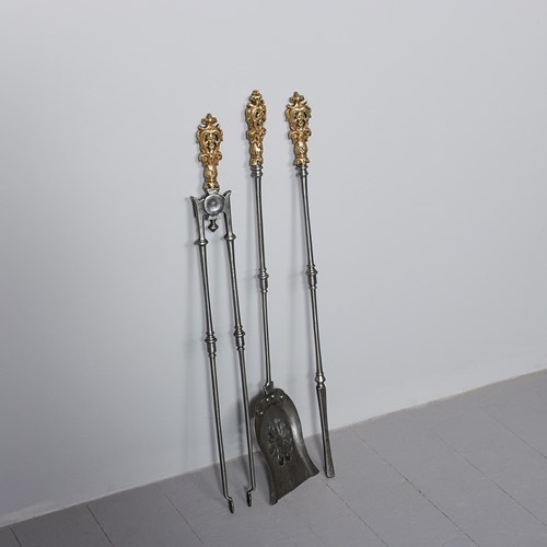 Set Of George IV Steel & Brass Fire Tools