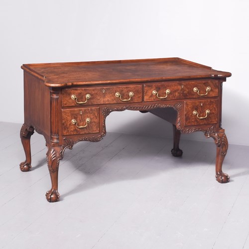 Chippendale-Style Walnut Desk By Famous London Cabinetmakers Druce & Co., Baker 