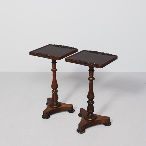 Rare Pair Of William IV Carved Rosewood Occasional Tables With A Lovely Colour