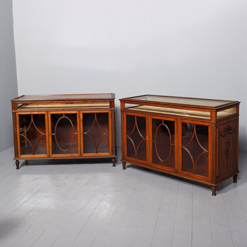 Rare Pair Of Adam Style Mahogany Display Counters