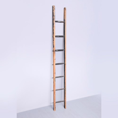 Original Victorian Folding Library Pole Ladder