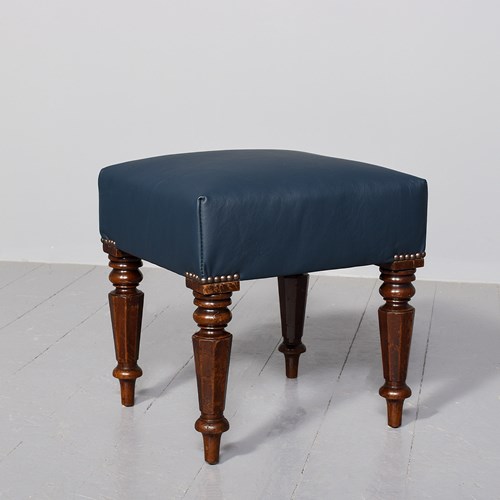 Quality William IV Mahogany-Framed, Leather Upholstered Stool