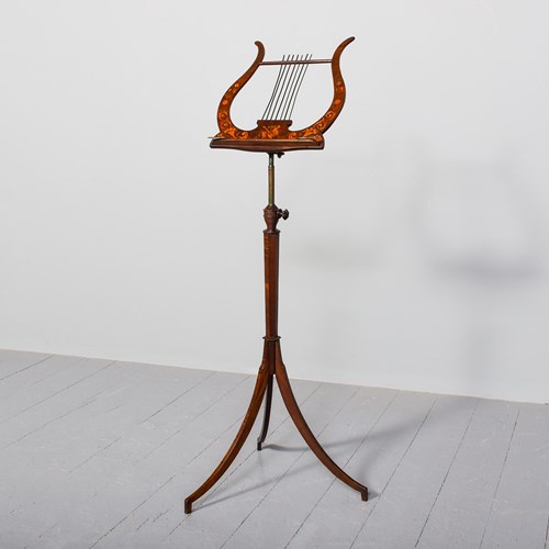 Lyre-Shaped Inlaid Music Stand