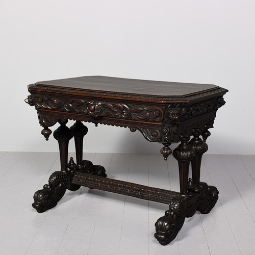 Carved Oak Mythical Dolphin Table
