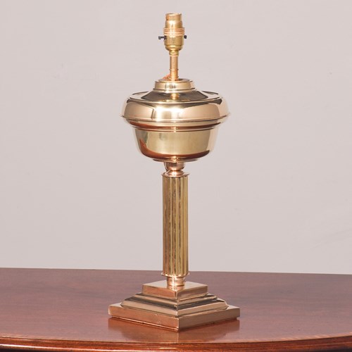 Corinthian Column Brass Victorian Oil Lamp Converted To Electricity