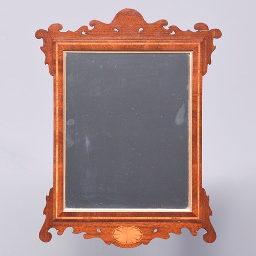 Late Victorian Inlaid And Fretted Chippendale-Style Wall Mirror