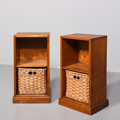 Pair Of Open-Fronted Teak Bedside Cabinets