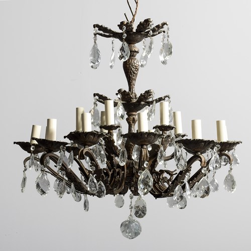 Bronze & Crystal Chandelier