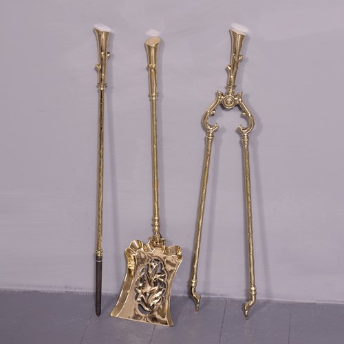 Set Of 3 Brass Fireside Tools
