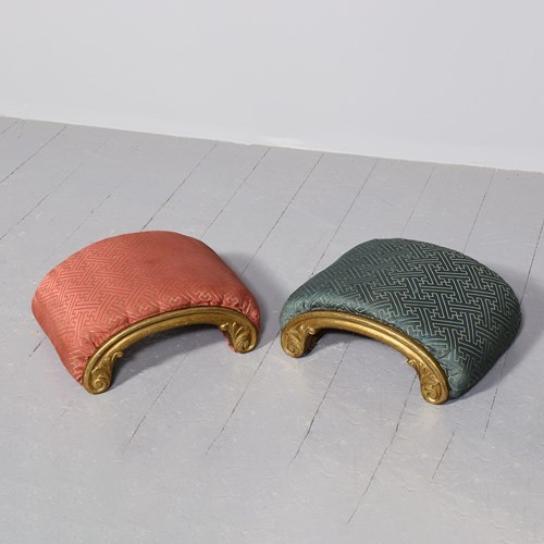 Pair Of Gilded Curved Foot Stools